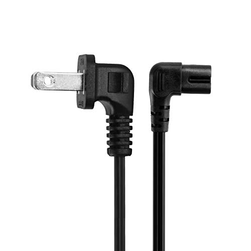 18 AWG Angled 2-Slot Non-Polarized Angle Power Cord (IEC320 C7 to Nema 1-15P), Black (1.5FT)