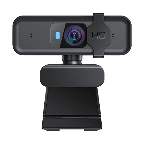 USB 1080P HD Pro Webcam - with Auto Focus, Privacy Screen, and Dual Microphone, 360 Rotating Streaming Webcam for Computer, Skype, YouTube Video, Conference, Online Courses, Black