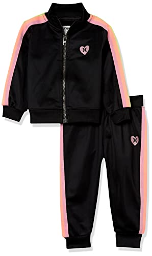 Baby Girls' Tricot Track Suit 2-Piece Outfit Set, Black, 12M