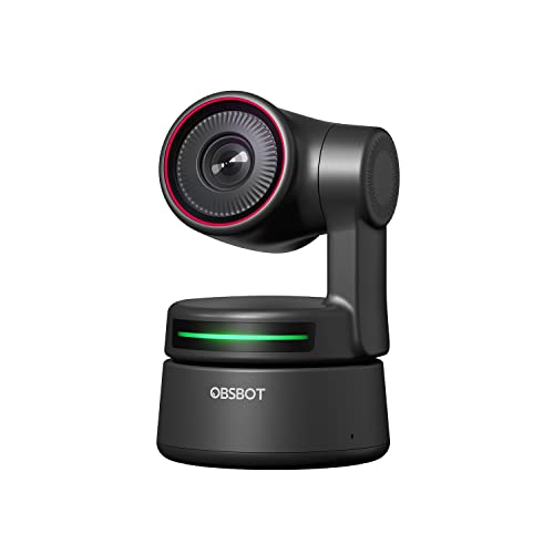Tiny PTZ 4K Webcam, AI Powered Framing & Autofocus, 4K Video Conference Camera with Dual Omni-Directional Microphones, Auto tracking with 2 axis gimbal,HDR,60 FPS,Low-Light Correction,Streaming