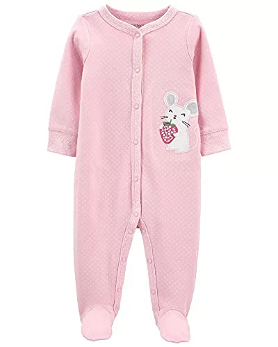 Baby Girls Infant and Toddler Footed Coverall Pajama ( , Pink Little Mouse)