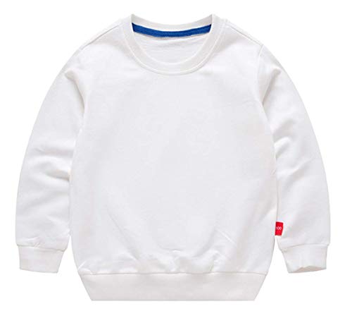 Baby Toddler Kid Boy Girl Solid Casual Crewneck Sweatershirt Pullover?White,5T?
