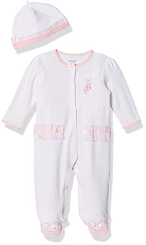 Baby-girls   Prima Ballerina Footie and Hat, White/Pink,