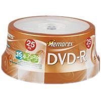 , Dvd R, 25 Pk, Write Once Disc, 16x, 4.7gb, 2000 Photos, 120 Min in SP Mode