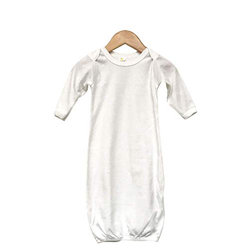 Baby Infant Blank Long Sleeve Sleeper Gown (White, 0-3 Months)