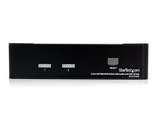 .com 2 Port DVI KVM Switch - USB DVI Dual Link - Hot-key & Audio Support - 1920x1200 KVM Switch - KVM Video Switch (SV231DVIUA),Black