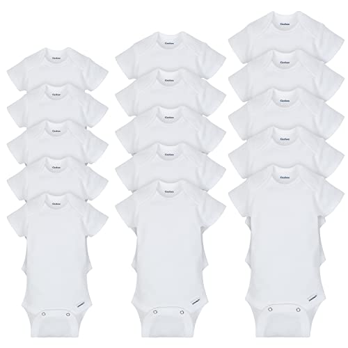 Baby 15 Piece Onesies Bodysuit Multi Size Pack, White, 0-3 Months