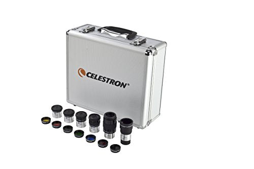 '- 1.25 Eyepiece and Filter Accessory Kit - 14 Piece Telescope Accessory Set - Plossl Telescope Eyepiece - Barlow Lens - Colored Filters - Moon Filter - Sturdy Metal Carry Case