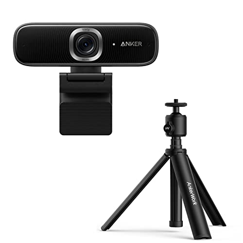 PowerConf C300 Smart Full HD Webcam and AnkerWork Mini Tripod, 15.74" Adjustable and Extendable Design, Holds up to 3.3lb, AI-Powered Framing, 1080p Webcam, HDR, 60FPS, Zoom