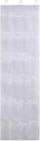 Over the Door Shoe Organizer with 24 Mesh Pockets and Hooks