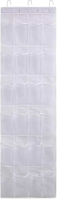 Over the Door Shoe Organizer with 24 Mesh Pockets and Hooks