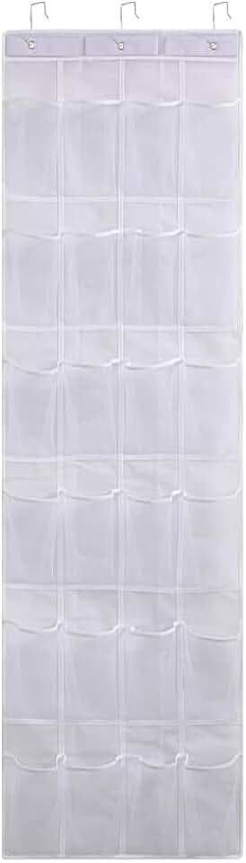 Over the Door Shoe Organizer with 24 Mesh Pockets and Hooks