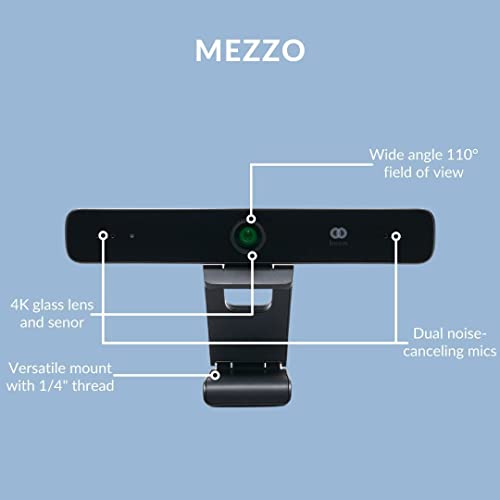 Zoom , Mezzo Ultra HD 4K Webcam, AI auto-framing, Dual noise-cancelling mics, 10x digital zoom, light correction, flash memory, sony sensor, 110 wide field of view, PC/Mac/Laptop/Macbook