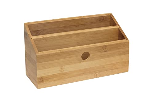 Bamboo Wood 2-Slot Desk Organizer, 10 3/4" x 4 1/8" x 6"