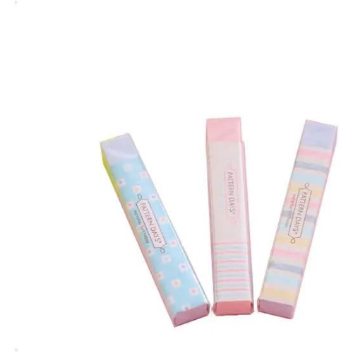 MODAIO-5pcs Student Rainbow Pattern Strip Eraser (Blue and Pink Color in Random Quantity)