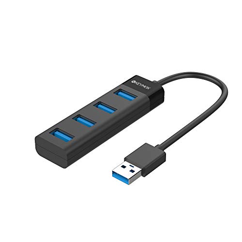 4-Port USB 3.0 Hub, Compact Size Data USB Hub for MacBook, Mac Pro, Mac Mini, iMac, Surface Pro, XPS, PC, Flash Drive, Mobile HDD (Charging Not Supported)