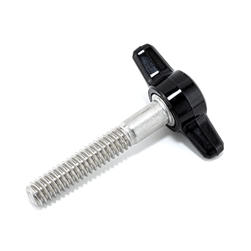 1/4"-20 x 1-1/2" Stainless Steel - Black Tee Wing Plastic Knob - Standard/Coarse Thread Thumbscrew - Length: 1.500" - Proudly Built in USA - Package of (4)