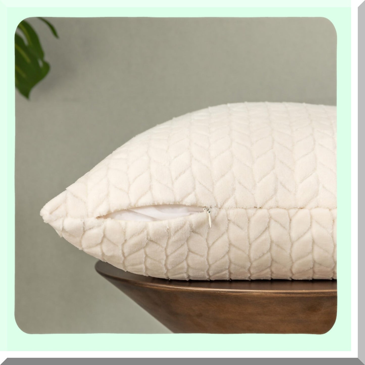 Luxury Stripe Velvet Lumbar Pillow Cover - Cream, 12x20 inch - Soft Cushion Case for Home Decor - Elegant Accent Piece for Sofa or Bed