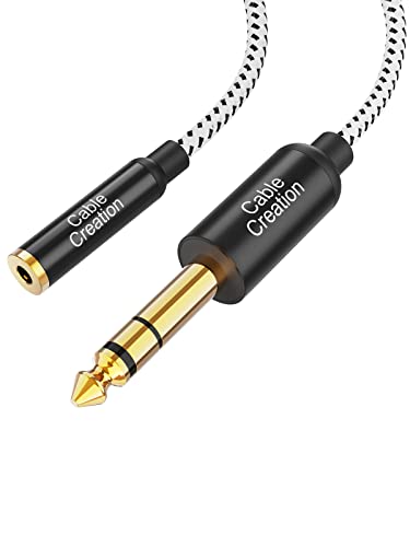 1/4 to 3.5mm Adapter Cable, TRS 6.35mm Male to 3.5mm Female Stereo Jack Audio Adapter for Amplifiers, Guitar, Keyboard Piano, Laptop, Home Theater, Phone, 1FT