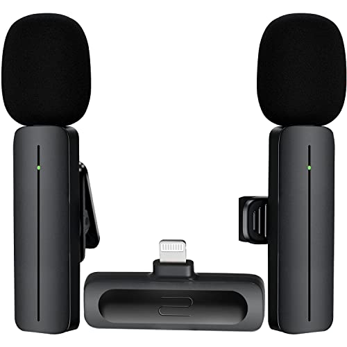 2 Pack Wireless Lavalier Microphones for iPhone and iPad