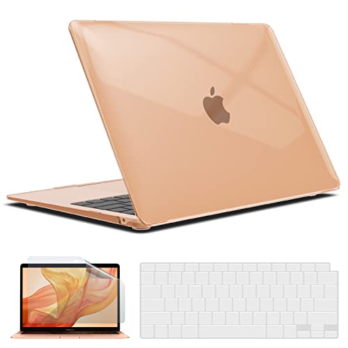 Compatible with 2022 2021 2020 MacBook Air 13 inch case M1 A2337 A2179 A1932, Hard Shell Case&Keyboard Cover&Screen Film for Mac Air 13 with Touch ID, Crystal Clear, AT13CYCL+2