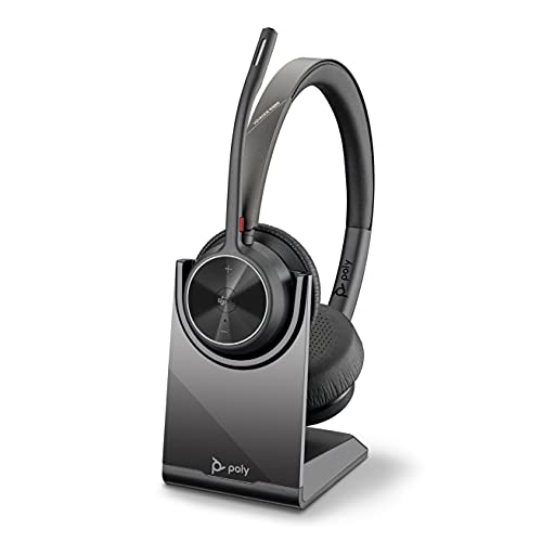 '- Voyager 4320 UC Wireless Headset + Charge Stand (Plantronics) - Headphones w/Mic - Connect to PC/Mac via USB-A Bluetooth Adapter, Cell Phone via Bluetooth-Works w/Teams (), Zoom&More