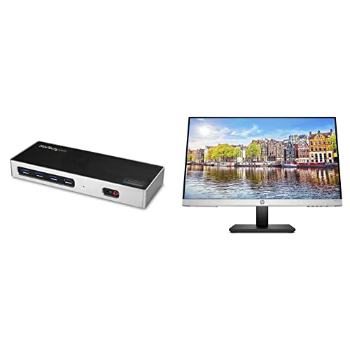 .com USB-C & USB-A Dock - Dual Monitor & HP 24mh FHD Monitor - Computer Monitor with 23.8-Inch IPS Display (1080p) - Built-in Speakers and VESA Mounting - Height/Tilt Adjustment
