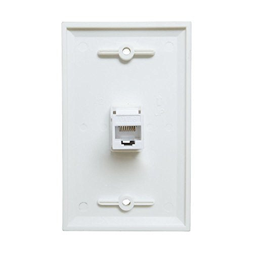 1 Port Ethernet Wall Plate - Single Gang Network Cat6 RJ45 Ethernet Cable Cover Plate Female to Female Pass Through Faceplate - White