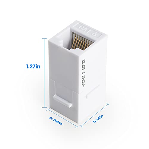 (25-Pack) RJ45 Cat6 Keystone Coupler, Female to Female Cat6 Keystone Jack, UTP Keystone Coupler Insert, White