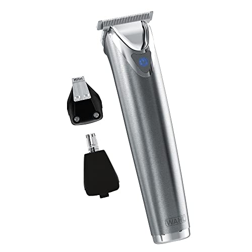Stainless Steel Lithium Ion Beard and Nose Rechargeable Trimmer for Men, Detail Shaver, All in One Men's Grooming Kit - Model 9818A