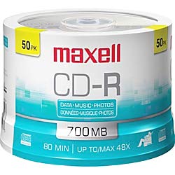 CD-R Media Spindle, 700MB/80 Minutes, Pack of 50