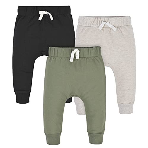 Baby Boys' Toddler 3-Pack Jogger Pants, Green/Black, 18 Months