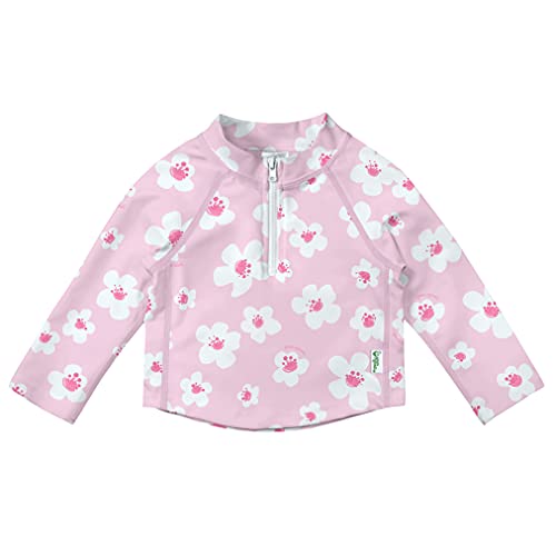 by green sprouts uni  baby Long Sleeve Zip Rashguard Rash Guard Shirt, Light Pink Large Blossoms, 0-6 Months US
