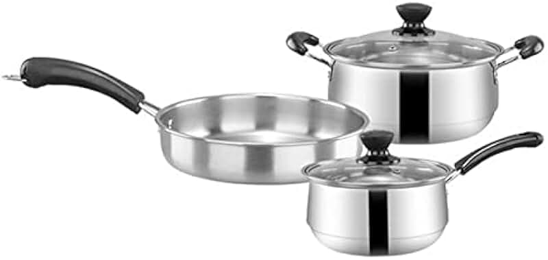 3-piece stainless steel cookware set for home kitchen