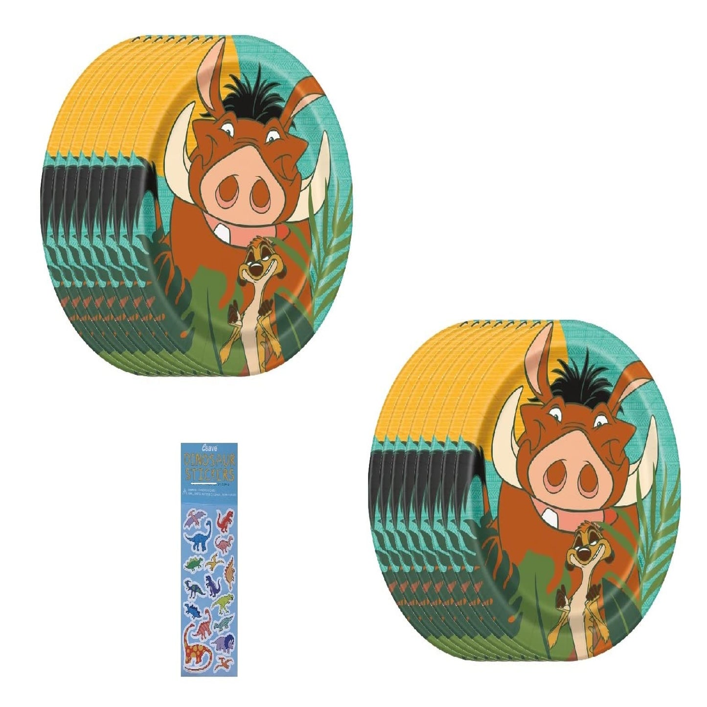 Dino Party Pack: 16 Cake Plates & Dinosaur Sticker Sheet - Birthday Baby Supplies Bundle for a roaring good time!