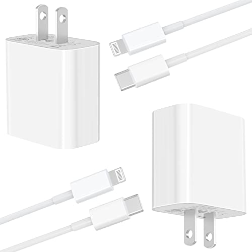 [Apple MFi ] iPhone 14 13 Fast Charger, 2 Pack 20W PD USB C Power Delivery Wall Charger with 6FT Type C to Lightning Quick Charge Sync Cord for iPhone 14 13 12 11 Pro/XS/XR/X/SE/iPad