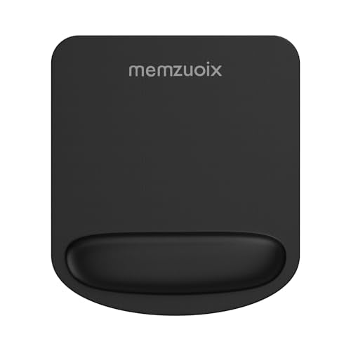 Black ergonomic mouse pad with wrist rest and memory foam
