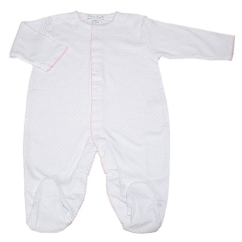 Dots Footie - White with Pink-0-3mos