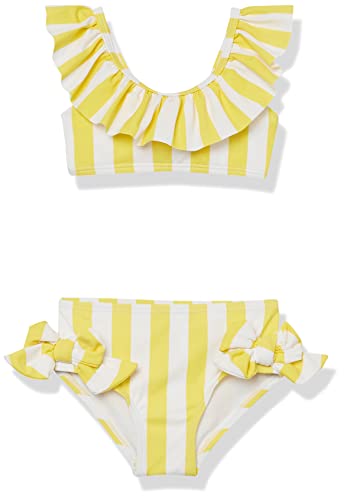 Girls' Swimwear 2 Piece Set, Yellow Stripe, 12M