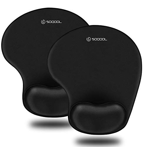 Mouse Pad, 2 Pack Ergonomic Mouse Pads with Comfortable and Cooling Gel Wrist Rest Support and Lycra Cloth, Non-Slip PU Base for Easy Typing Pain Relief, Durable and Washable for Easy Cleaning