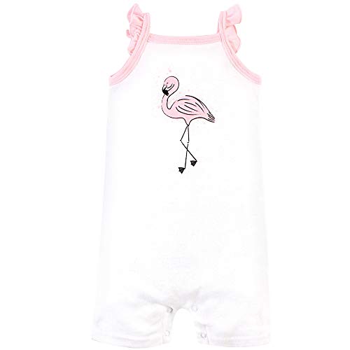 Uni   Cotton Rompers Painted Flamingo, 0-3 Months