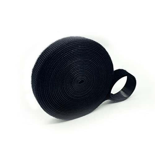 (3/2"W - 196"L) Sticker for reusable organizer cables, Strong retention hook straps for cord management for electronics, computers, etcNylon fabric fastener tiesBlack