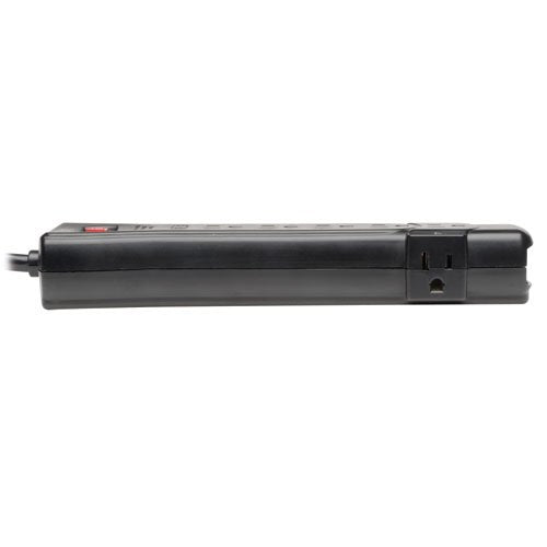 SUPER7B 7 Outlet Surge Protector Power Strip, 7ft Cord, Right Angle Plug, 2160 Joules, Black, & Dollar 75,000 Insurance