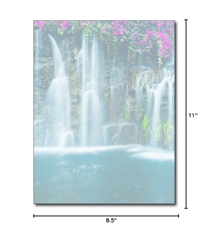 Waterfall Stationery Paper with Nature and Floral Design
