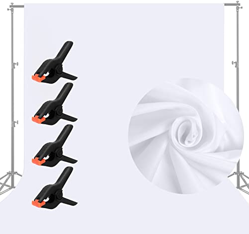 10 x 7 FT White Backdrop Background for Photography, Professional Pure White Screen for Photoshoot, High Density White Backdrop for Video Record Portrait Photo Booth Studio, with Rod Pocket & 4 Clamps