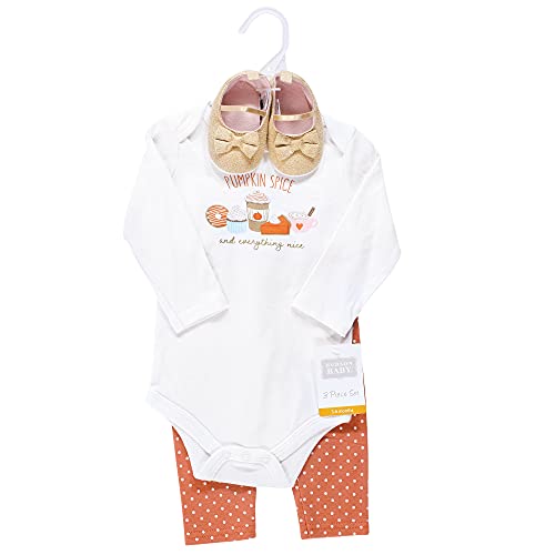 Cotton Bodysuit, Pant and Shoe Set, Pumpkin Spice Orange, 0-3 Months