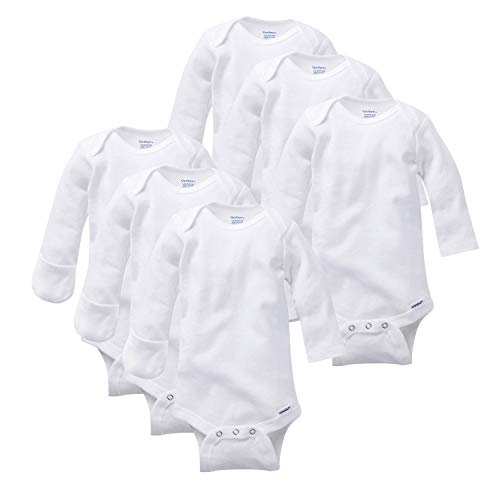 baby girls Long-sleeve Mitten-cuff Onesies infant and toddler bodysuits, White, 0-3 Months US (6 Pack)