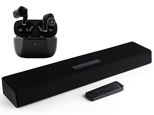 '- TVee Model 22 & TW1 Bluetooth Audio Bundle, Includes Soundbar and Earbuds