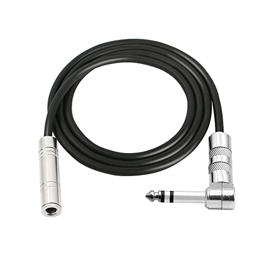 1/4 Inch Stereo Extension Cable Right Angle 6.35mm Male to Female TRS Stereo Audio Cable for Amplifiers,Guitars,Home Theater Equipment Etc 2M
