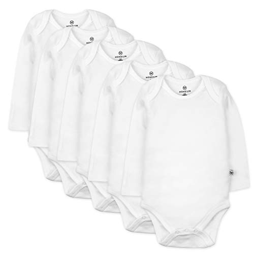unisex baby 5-pack  Cotton Long Sleeve Bodysuits and Toddler T Shirt Set, Bright White, 3-6 Months US